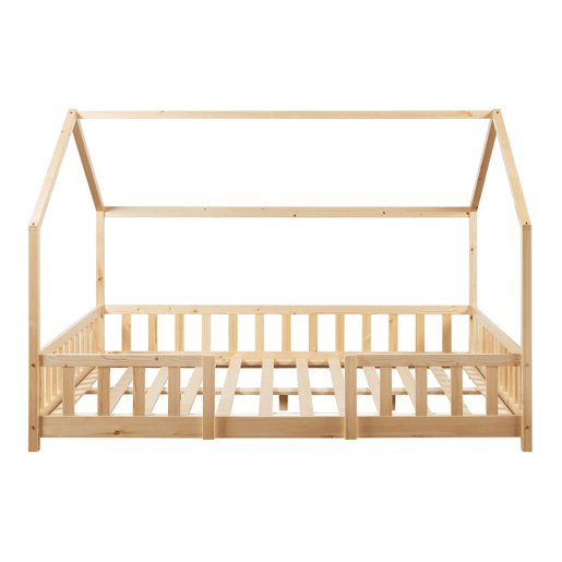 Cama de criança Sisimiut forma de casa pinho 140x200 cm - Pinho natural en.casa