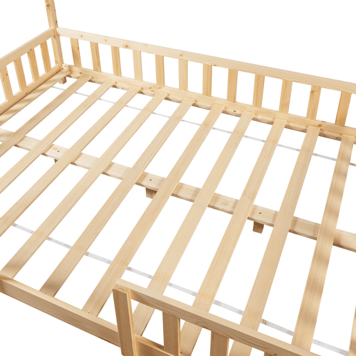 Cama de criança Sisimiut forma de casa pinho 140x200 cm - Pinho natural en.casa