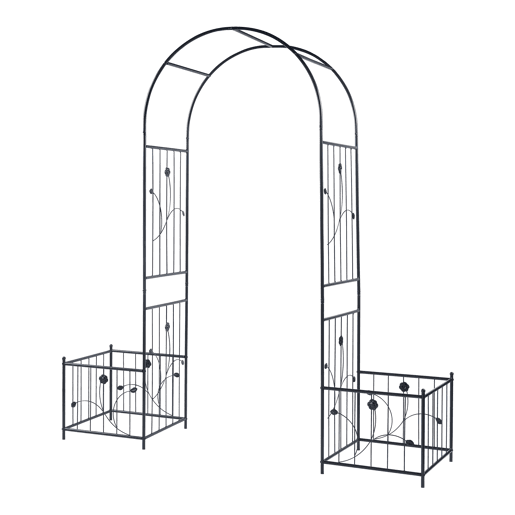 Arco rosa Barisciano com floreiras em aço 220x202x50cm - Preto casa.pro