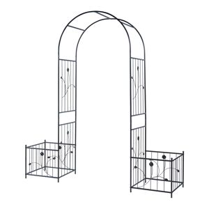 Arco rosa Barisciano com floreiras em aço 220x202x50cm - Preto casa.pro