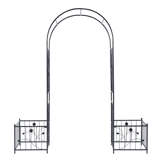 Arco rosa Barisciano com floreiras em aço 220x202x50cm - Preto casa.pro