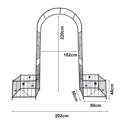 Arco rosa Barisciano com floreiras em aço 220x202x50cm - Preto casa.pro