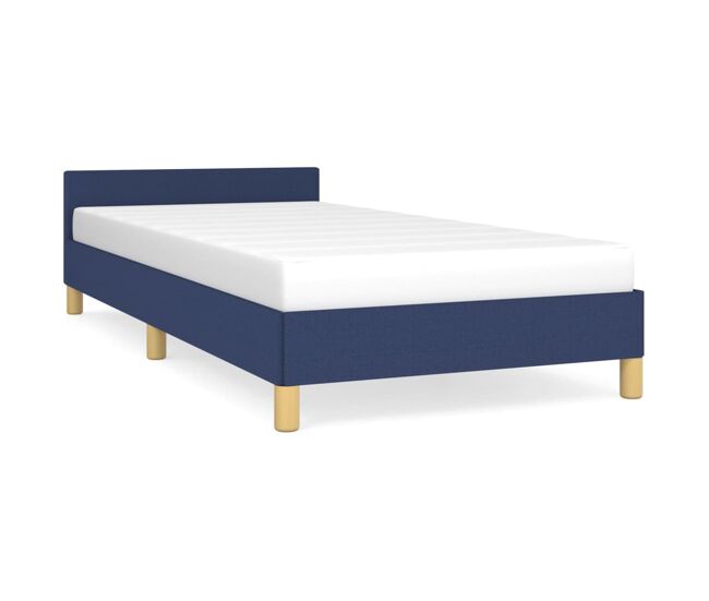 Estructura de cama con cabecero de tela azul 80x200 cm