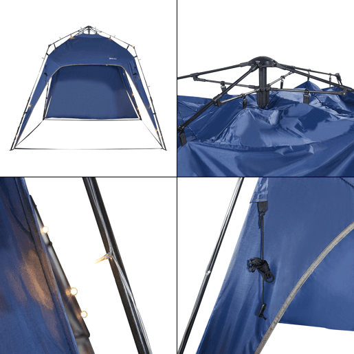 Barendrecht Gazebo de jardim LED com módulo solar 250x250x190 cm - Azul pro.tec