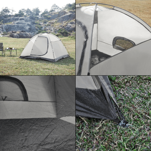 Tenda Bergeijk de teto duplo em poliéster 213x213x130 cm - CinzentoBege pro.tec