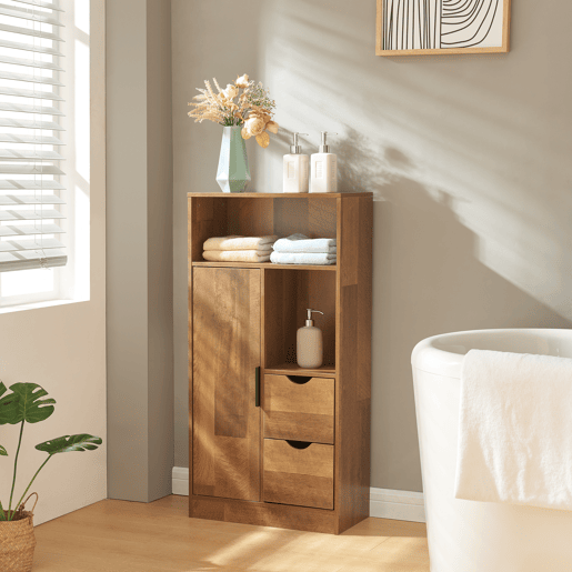 Móvel de casa de banho Namsskogan com compartimentos 100x50x25cm - Efeito nogueira en.casa Móvel de casa de banho Namsskogan com compartimentos 100x50x25cm - Efeito nogueira en.casa