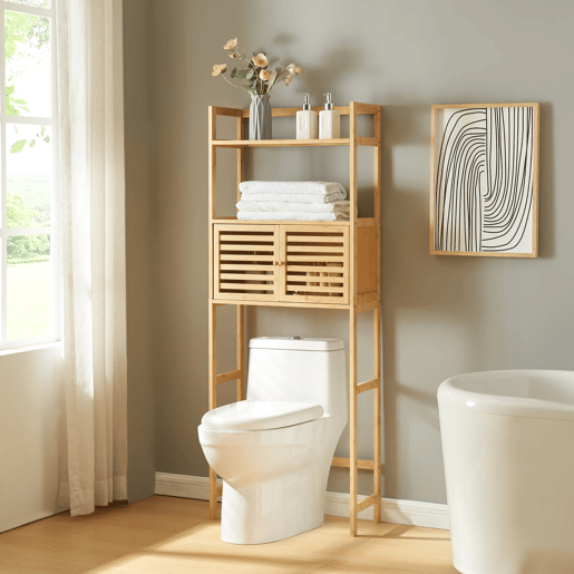 Móvel de casa de banho alto sobre a sanita 158x60x26 cm - Bambu en.casa