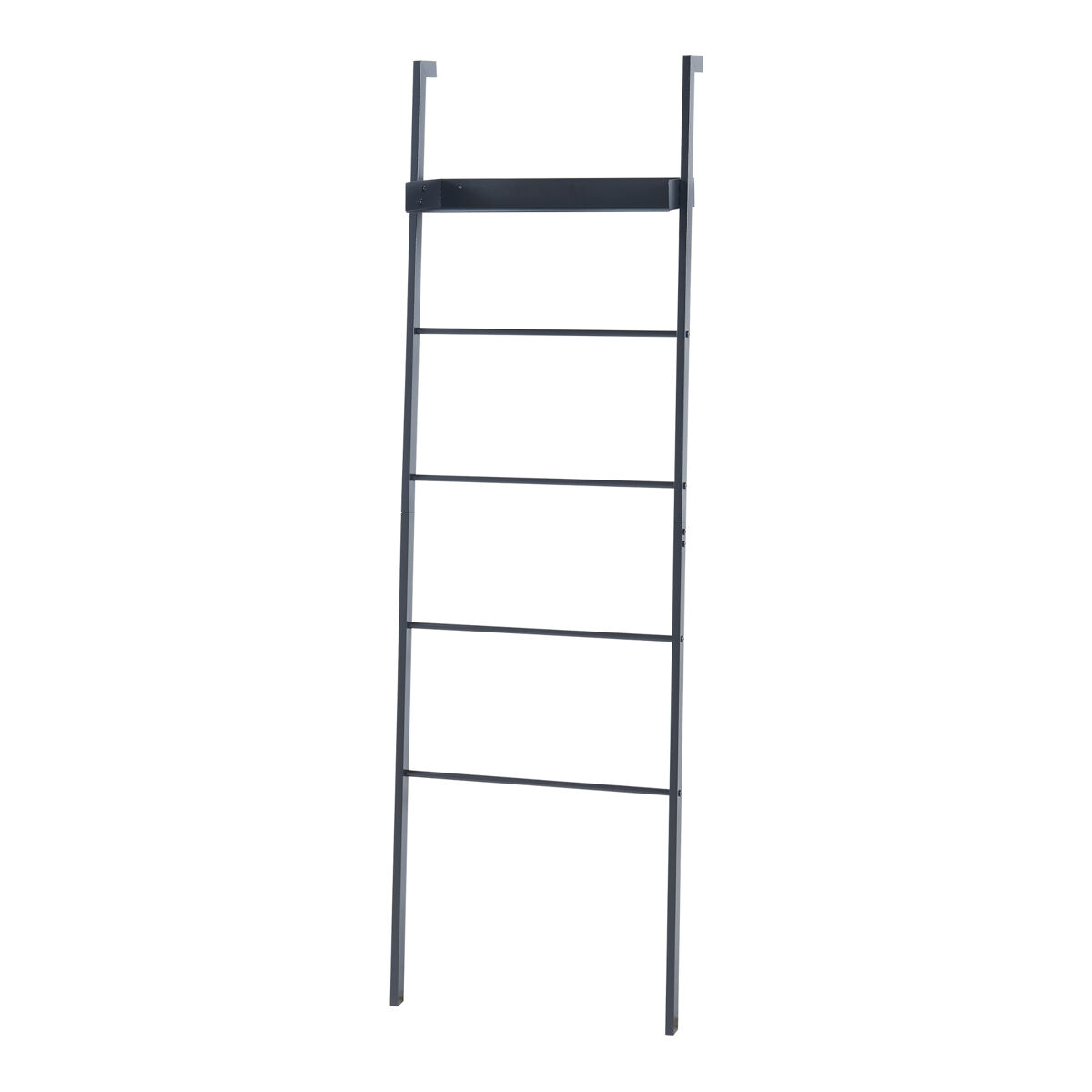 Toallero escalera øksnes con estante  acero 160x50x27,5cm - negro [en.casa]