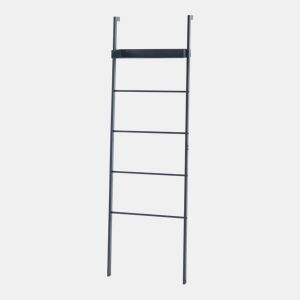 Toalheiro escada Øksnes com prateleira em aço 160x50x27,5cm - Preto en.casa