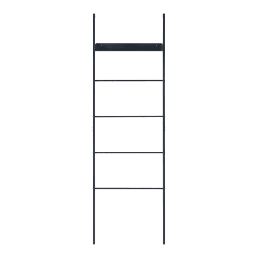 Toalheiro escada Øksnes com prateleira em aço 160x50x27,5cm - Preto en.casa