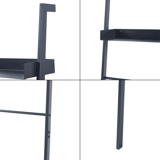Toalheiro escada Øksnes com prateleira em aço 160x50x27,5cm - Preto en.casa