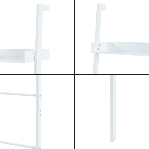 Toalheiro escada Øksnes com prateleira em aço 160x50x27,5cm - Branco en.casa