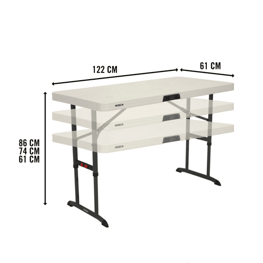 Mesa dobrável ajustável em altura Lifetime 122x61x61-86 cm