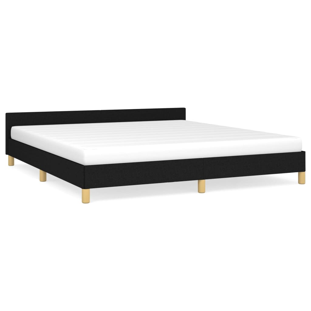Estructura de cama con cabecero de tela negro 180x200 cm