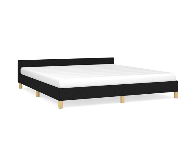 Estructura de cama con cabecero de tela negro 180x200 cm