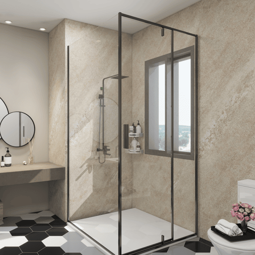 Revestimento de parede Bladel 16 Painéis PVC 120x60cm - Pedra Creme neu.haus