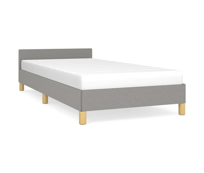 Estructura de cama con cabecero de tela gris claro 80x200 cm
