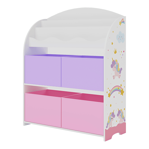 Estante infantil Orust com motivo em aglomerado 98x83x30 cm - Motivo Unicórnio RosaPúrpura en.casa