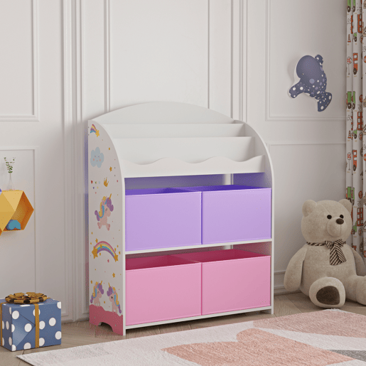 Estante infantil Orust com motivo em aglomerado 98x83x30 cm - Motivo Unicórnio RosaPúrpura en.casa