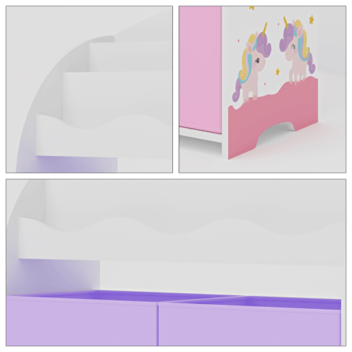 Estante infantil Orust com motivo em aglomerado 98x83x30 cm - Motivo Unicórnio RosaPúrpura en.casa