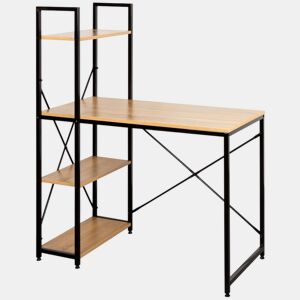 Max Home Secretária com prateleiras em madeira e aço 120x64x120 cm
