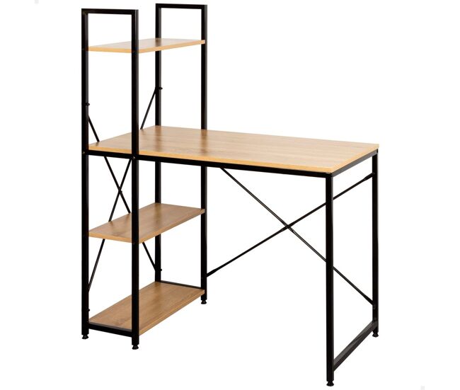 Max home escritorio con estantería madera y acero 120x64x120 cm