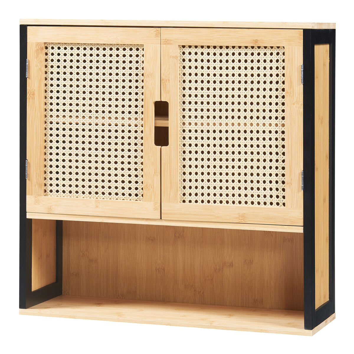 Mueble de baño de pared tervola 60x60x20 cm - negro/bambú [en.casa]