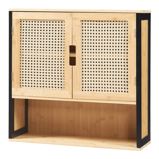 Móvel de casa de banho Tervola de parede 60x60x20 cm - PretoBambu en.casa