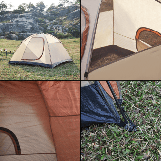 Tenda Bergeijk de teto duplo em poliéster 213x213x130 cm - Castanho ferrugemBege pro.tec