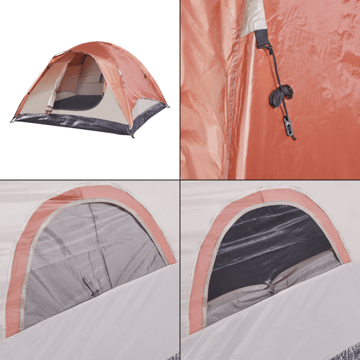Tenda Bergeijk de teto duplo em poliéster 213x213x130 cm - Castanho ferrugemBege pro.tec