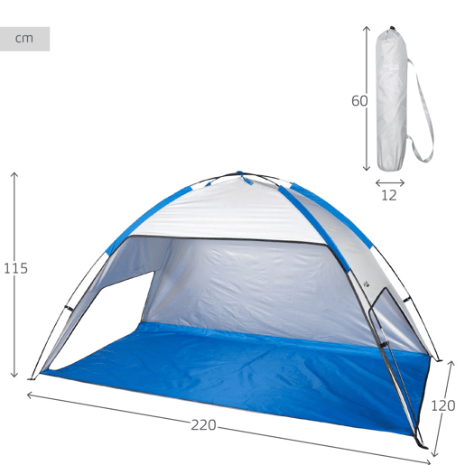 Aktive Tenda corta-vento de praia para 2 pessoas UV50 cjanelas e chão
