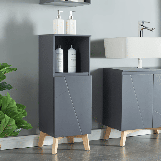 Móvel de casa de banho Porta decorativa Overath MDF 86x30x30cm - Cinza e Madeira en.casa