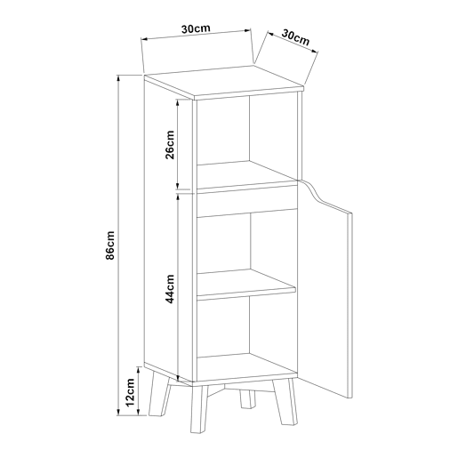 Móvel de casa de banho Porta decorativa Overath MDF 86x30x30cm - Cinza e Madeira en.casa