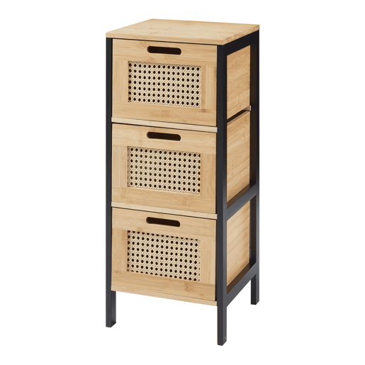 Cómoda Tervola com 3 gavetas 72x30x30 cm - PretoNatural en.casa