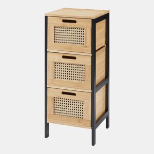Cómoda Tervola com 3 gavetas 72x30x30 cm - PretoNatural en.casa