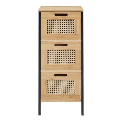 Cómoda Tervola com 3 gavetas 72x30x30 cm - PretoNatural en.casa