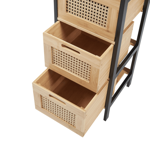 Cómoda Tervola com 3 gavetas 72x30x30 cm - PretoNatural en.casa