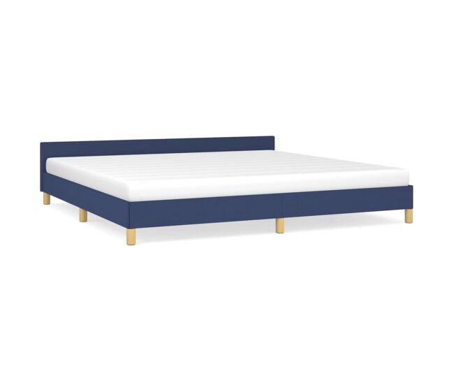 Estructura de cama con cabecero de tela azul 200x200 cm