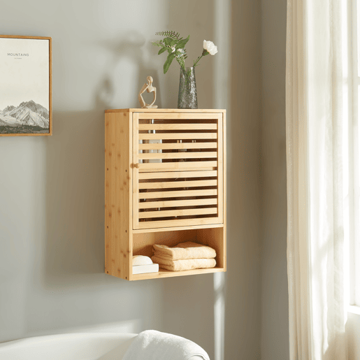 Móvel de parede para casa de banho Gjesdal bambu 60x40x20cm - Natural en.casa