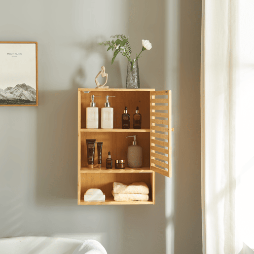 Móvel de parede para casa de banho Gjesdal bambu 60x40x20cm - Natural en.casa