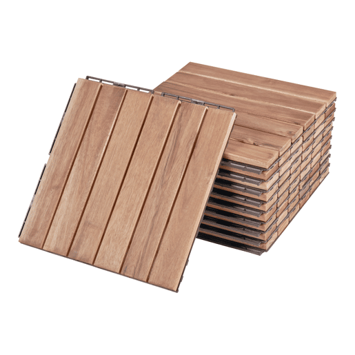 Conjunto de 10 ladrilhos Alliste click 6 ripas acáciaplástico 0,9 m², - Natural casa.pro