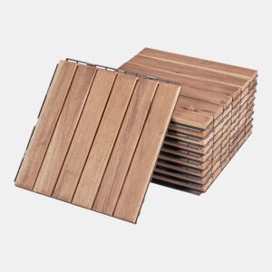 Conjunto de 10 ladrilhos Alliste click 6 ripas acáciaplástico 0,9 m², - Natural casa.pro