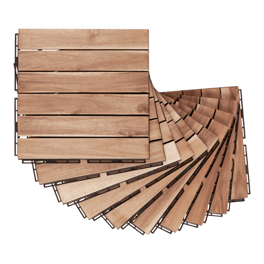 Conjunto de 10 ladrilhos Alliste click 6 ripas acáciaplástico 0,9 m², - Natural casa.pro
