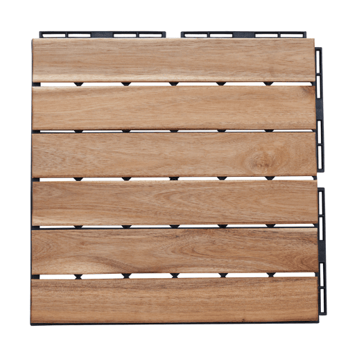 Conjunto de 10 ladrilhos Alliste click 6 ripas acáciaplástico 0,9 m², - Natural casa.pro
