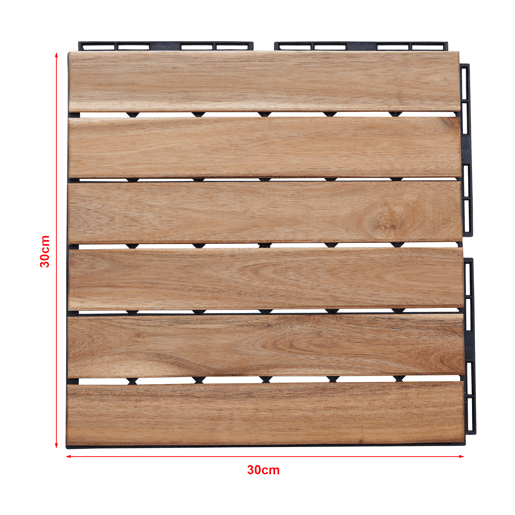 Conjunto de 10 ladrilhos Alliste click 6 ripas acáciaplástico 0,9 m², - Natural casa.pro