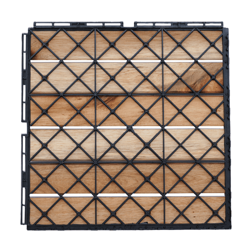 Conjunto de 10 ladrilhos Alliste click 6 ripas acáciaplástico 0,9 m², - Natural casa.pro