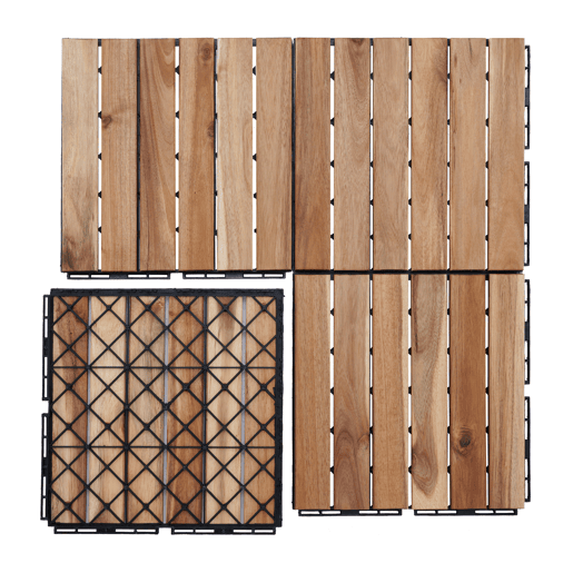 Conjunto de 10 ladrilhos Alliste click 6 ripas acáciaplástico 0,9 m², - Natural casa.pro