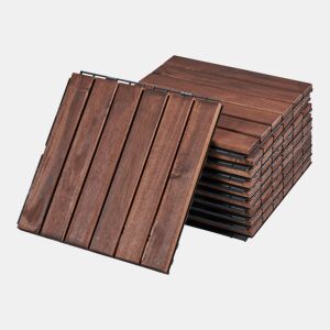 Conjunto de 10 ladrilhos Alliste click 6 ripas acáciaplástico 0,9 m², - Castanho casa.pro