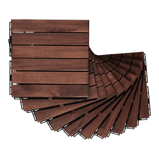 Conjunto de 10 ladrilhos Alliste click 6 ripas acáciaplástico 0,9 m², - Castanho casa.pro