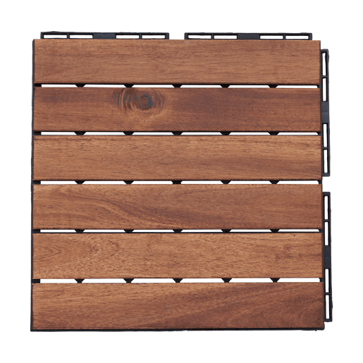 Conjunto de 10 ladrilhos Alliste click 6 ripas acáciaplástico 0,9 m², - Castanho casa.pro